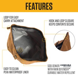 Carhartt Nylon Duck Travel Dog Bowl, Packable Dog Bowl for Food and Water, Carhartt Brown, 10 Cup Capacity