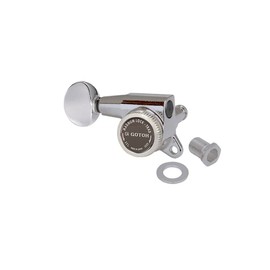 Gotoh SG381 Magnum Lock Traditional Tuners 6 In Line with Rounded Mini Buttons (Model 05) 16:1 Gear Ratio Chrome, For Left Handed