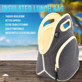 Lunch Bags For Women & Lunch Boxes For Kids | Nordic By Nature Premium Insulated Lunch Box Extra Thick Neoprene, Soft Cotton Feel, Premium Stitching, Outside Pocket, Washable (M) Yellow