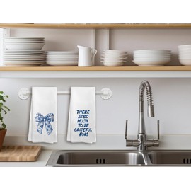 Bnwepo Coquette Pink Blue Bow Chinoiserie Decor Hand Towels for Bathroom,Preppy Blue and White Coastal Cowgirl Kitchen Towels, Women Teen Girls Gifts,16 x 24 inches Set of 4