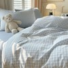 Nayoroom Gingham Duvet Cover Queen Size Blue White Plaid Checkered