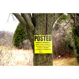 Posted Private Property No Trespassing Tyvek Sign | Heavy Duty | Durable | Weather Resistant | Yellow and Black | 11” x 11” - 10 Signs