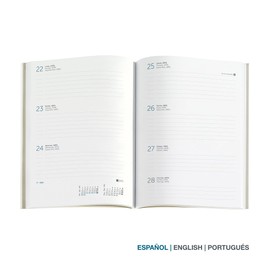 Miquelrius - 2024 Week to View Plus Size 155 x 213 mm (A5 Similar) Hardback Cover Stitched Rubber Closure Spanish English and Portuguese Constellation with Copper Stamp