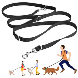 oneisall Hands Free Dog Leash,4-7ft Crossbody Double-Ended Dog Leash with Padded Handle,No Pull, Tangle Free, Adjustable Dog Training Leash for Small and Medium Dogs Black