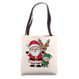 Santa Claus Reindeer Elf Holiday Christmas Tote Bag