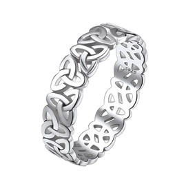 Suplight 925 Sterling Silver Trinity Celtic Knot Ring 5mm, Celtic Friendship Ring, Irish Jewelry for Women Girls Size 10