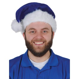 Beistle Santa Claus Hat Plush Trim, Holiday Wear, One Size, Royal Blue/White