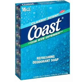 Coast Refreshing Deodorant Soap - Bar Soap  Classic Scent - 16 x 4 oz
