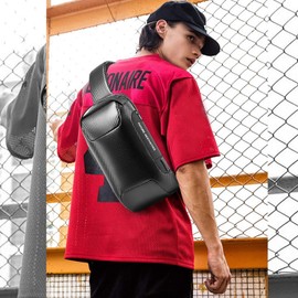 FANDARE Anti-Theft Sling Chest Bag Men Women Shoulder Crossbody Backpack with USB Charging Port Large Casual Daypacks for Outdoor Travel Work Hiking Running Indoor Activities Durable Black A