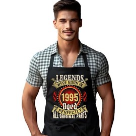 DCG PRINTWEAR Novelty 30th Apron for Men – Born in 1995 – 30 Today Birthday Gift – Funny Cooking Apron for Grill Master Dad or Husband