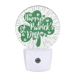 Uanvaha Happy St. Patrick's Day Night Light Shamrock Clover Night Lights Plug into Wall for Boys Girls, Led Lamp for Stairway/Hallway/Bedroom 0.5W Nightlight Sleep Friendly