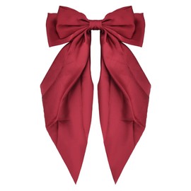Womens Red Hair Bows for Women Burgundy Red Hair Bow for Women Girls Long Curly Hair Accessories Bow for Women Teens Girls Hair Clips for Women Bowknot Hair Clip Hair Bow Tie for Women Girls
