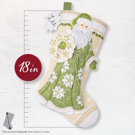 Bucilla, White Poinsettia Santa, Felt Applique 18" Stocking Making Kit, Perfect for DIY Arts and Crafts, 89602E