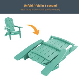Bonosuki Folding Adirondack Chairs, Plastic Adirondack Chair with Cup Holder, HIPS All-Weather Resistant, Oversized Balcony Porch, Fire Pit Chairs for Lawn, Backyard, Deck, Garden, and Camping