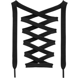 DANHUA Flat Cotton Shoelaces for Sneakers: 2 Pair 63Inch Black Solid Athletic Shoe Laces