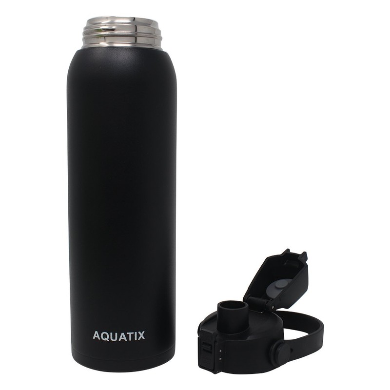 Aquatix Double Wall Insulated 32 Ounce Black Bottle with Silicon