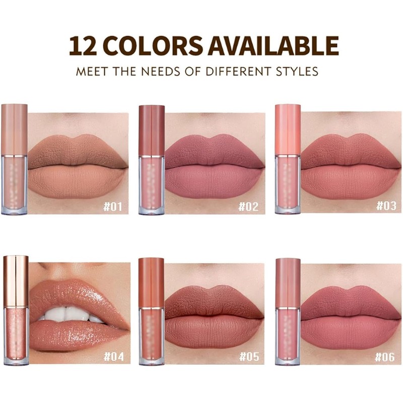 Set de 12 Lápices Labiales Líquidos Mate Aterciopelados
