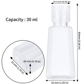 JAPCHET 100 Pieces 30ml Travel Bottles with Flip Lid, 28ml Clear Plastic Bottles, Small Portable Containers for Travel