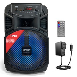 Pyle 8” Bluetooth Portable PA Speaker - 300W Karaoke Machine with Flashing LED Lights, Built-in Rechargeable Battery, FM Radio, USB/MP3 Connectivity, 300W Max Power, Bluetooth Streaming