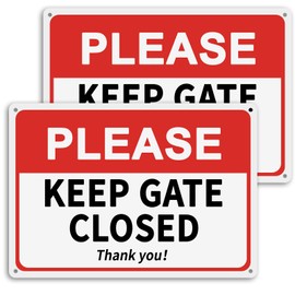 2 Pack Please Keep Gate Closed Sign, 10"x 7" Aluminum Reflective Sign, UV Protected Weatherproof Rustproof Easy Mounting Fade Resistant Warning Sign for Front Door, Yard, Farmhouse and Industrial