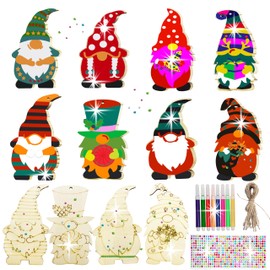 40 Pcs DIY Christmas Wooden Ornaments Unfinished Wood Slices to Paint with 8 Styles,Wooden Christmas Ornaments Crafts,DIY Santa Claus Christmas Tree Ornaments kit for Kids,DIY Christmas Tree Crafts