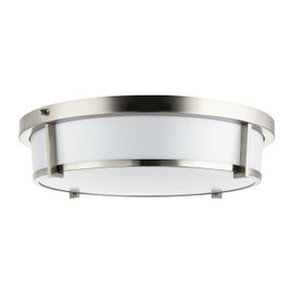 Sunlite 87786 18" LED Dual Band Flush Mount, Mid-Century Modern Drum Fixture, Adjustable 3 CCT 3000K-5000K, 1500 Lumens, 25 Watts, Dimmable, Round Opal Acrylic Diffuser, Brushed Nickel Finish