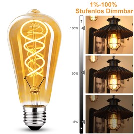 DUTSUGUAR Edison Vintage Glühbirne E27, E27 LED Vintage Dimmbar 4W ST64 Glühbirne LED Warmweiss Ideal für Dekorative Nostalgie und Retro Beleuchtung, Bernstein- 4 Stück