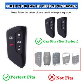 TOMALL for VW Volkswagen Key Fob Cover with Keychain, 5 Buttons Soft TPU Key Fob Protector Compatible with VW Volkswagen ID.4 Atlas MK8 GTI Golf R Atlas Cross Sport Car Key Cover, Black