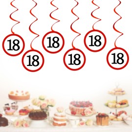 18th Birthday Decoration Garland, 6 Pieces Traffic Sign, 18th Birthday Decoration, Hanging Swirls, Decoration 18th Birthday Boy Girl, Spiral Garlands for 18th Birthday Gift, Wedding, Anniversary Party