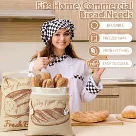 Hsei 5 Pack Beeswax Bread Bags for Homemade Bread,Breads Pattern,Tpu