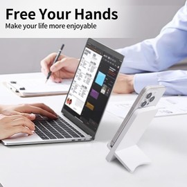 3D MAGIC Solid Wood Phone Stand, Desktop Wooden Phone Stand, Simple Phone Holder, Compatible with All Phones (White Paint)