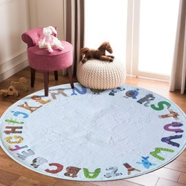 Mishareal 4ft Round ABC Kids Play Rug - Soft Crawling Mat, Non Slip Alphabet Educational Rug for Toddlers, Baby, Nursery, Playroom, Classroom, Bedroom Decor