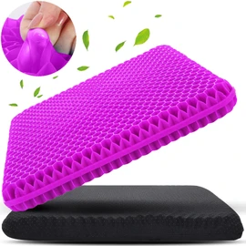 Gel Seat Cushion for Long Sitting (Large & Thick), Soft & Breathable, Gel Cushion for Wheelchair, Gel Chair Cushion for Hip Pain, Gel Seat Cushion for Office Chair (Black Cover)