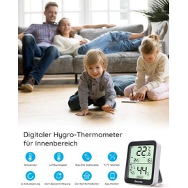 Govee Thermometer Hygrometer, Mini LCD Digital Thermometer Hygrometer Innen mit Benachrichtigungs Alarm, Präzise Hygrometer Temperatur mit APP, Datenspeicherung für Gewächshaus Weinkeller (3 pack)