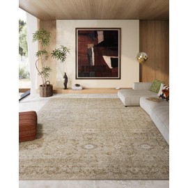 Washable Living Room Area Rugs: 8'x10' Large Rug Stain Resistant Distressed Vintage Boho Rug Non Slip Low Pile Faux Wool Soft Rug for Bedroom Bedside Kitchen Farmhouse Nursery Playroom Dining Room