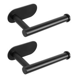 NearMoon Toilet Paper Holder Self Adhesive, Premium Thicken SUS304 Stainless Steel Rustproof Adhesive Toilet Roll Holder no Drilling for Bathroom, Kitchen, Washroom (2 Pack, Matte Black)