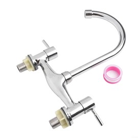 Slim 2 Hole Kitchen Sink Faucet Double Lever Separate Hot and Cold Water Control Brass Construction