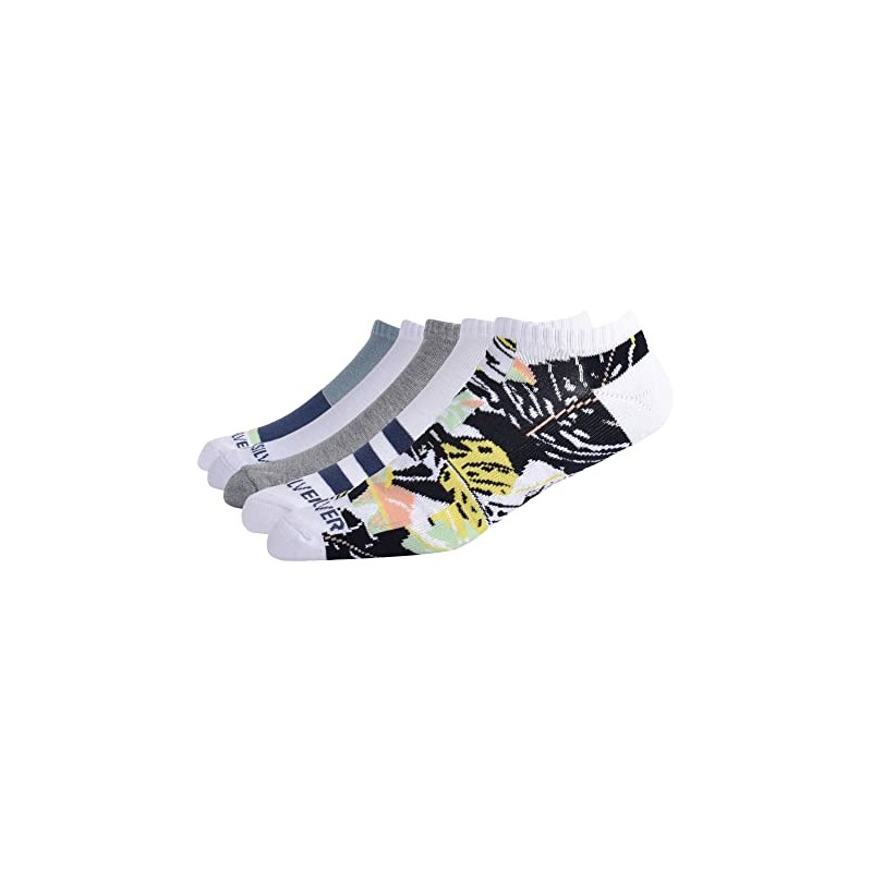 Quiksilver Men's 5-Pack Multi Low Cut Socks, White, 10/13