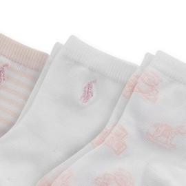 Polo Baby Tossed Bear Socks 3 Pair Pack, Soft Pink, 6-12 Months