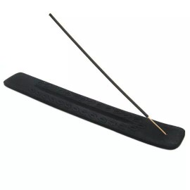 NEW Black Wood Stick Incense Burner 10" Ash Catcher Dark Finish