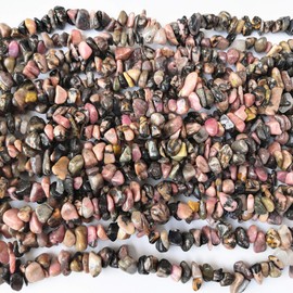 Lovionus89 150 CM Rhodonite Irregular Shaped Crystal and Healing Tumbled Chip Stone Beads for Jewelry Making