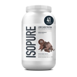 Isopure Low Carb 100% Pure Whey Isolate Protein Powder, Lactose Free, Gluten Free, With Vitamins, Dutch Chocolate, 25g Protein Per Serving, 3.07 Lbs, 41 Servings (Packaging May Vary)