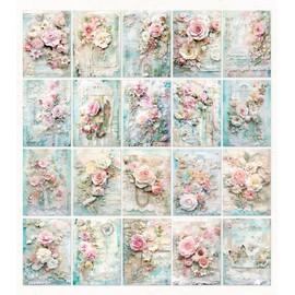 MAFELOE 40 Pieces Retro Scrapbook Supplies for Aesthetic Decorative Paper, Junk Journal Kit Art Collage Album Card Making Scrapbook Paper Craft- Flower Clusters Series-D