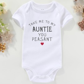 AIZFFZY Take Me To My Auntie You Peasant Baby Clothes Boy My Aunt Loves Me Aunt Baby Clothes Girl Baby Unisex White 0-3 Months