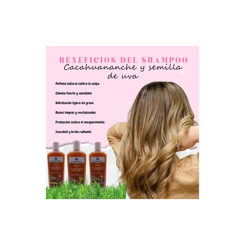 Shampoo Cacahuananche Y Semilla De Uva Cuarzo 550 ml