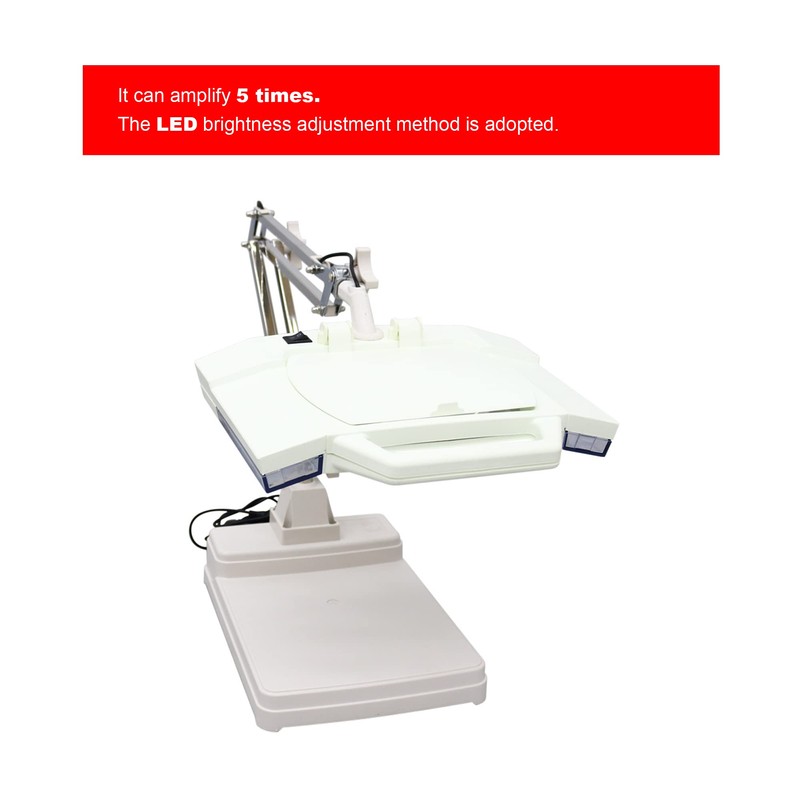 LGXEnzhuo 5X HD Bench-top Magnifier Lamp 110V Table Magnifier LED