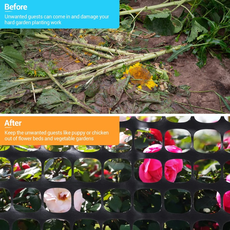 Ohuhu Garden Fence Animal Barrier: 4x50 FT Reusable Netting Plastic