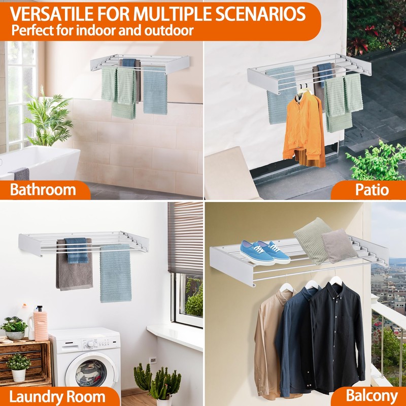 FOCHIER F Laundry Drying Rack Wall Mounted Clothes Drying Rack