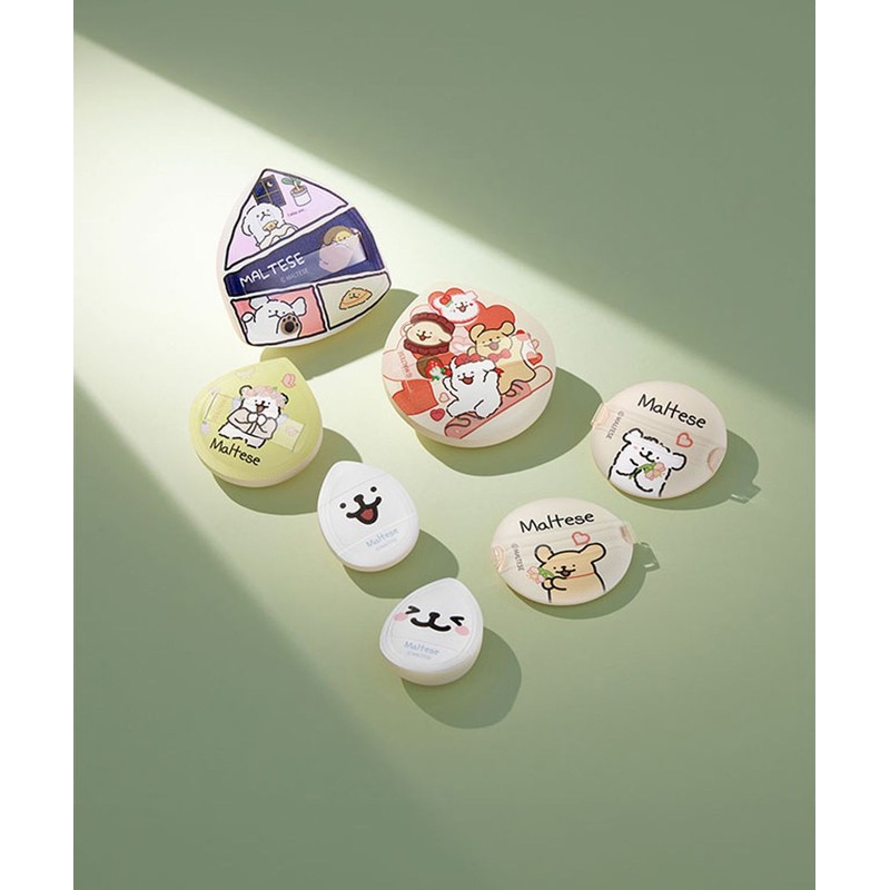 Plaria [SET] Maltese Makeup Puff 5-Piece Set