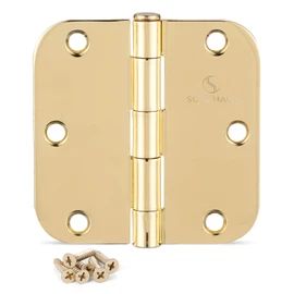 Door Hinges Polished Brass 3.5 Inch Interior Hinges 5/8" Radius Brushed Brass Door Hinges - 30 Pack